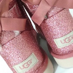 UGG Bailey Mini bow sparkle Boots Pink glitter 7